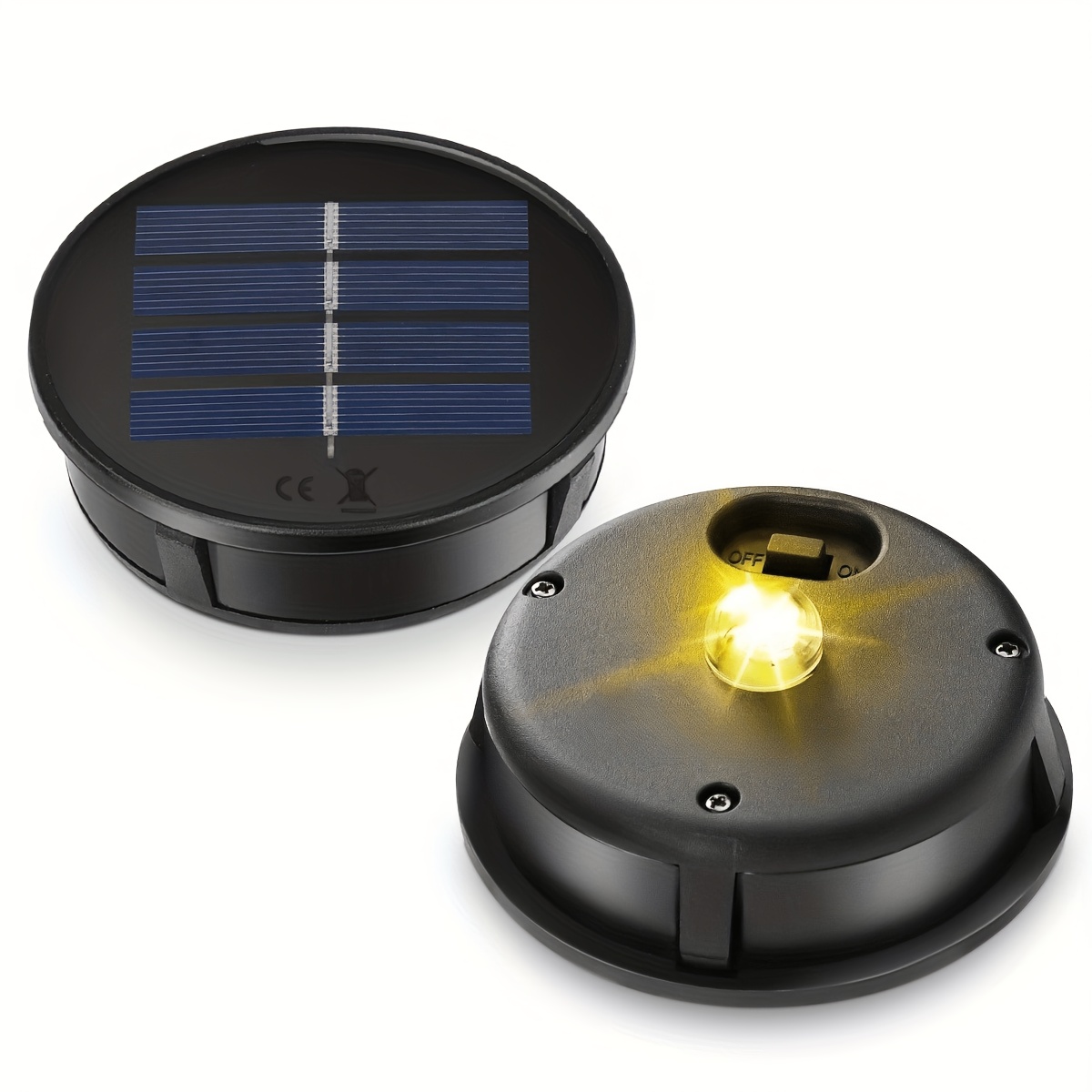 Image of 2pcs Set Of Outdoor Solar Light Accessories, Suitable For Replacing Solar Courtyard Lights, Ip65, Used As A Replacement Lighting Decoration For Outdoor Gardens, Courtyards, , And Patios, Warm White