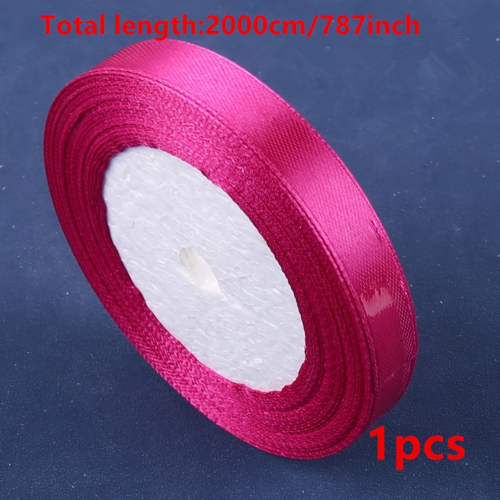 TEMU . 20 Meter 1,2 cm Satinband, Band, Wimpelkette, Band für selbstgemachte DIY-Schleifen, Hochzeits-Geschenkverpackungszubehör, Valentinstags-