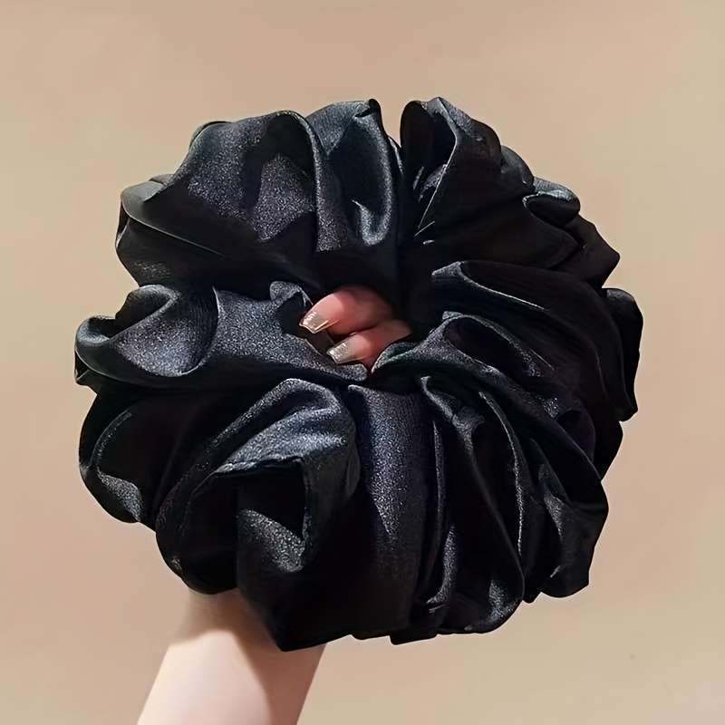 Jumbo Solid Hair Scrunchie in Black or White, Plush Textured