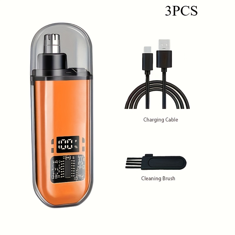 1pc recortadora de vello nasal y auricular con pantalla LED, adecuada para hombres y mujeres, sin dolor e inalámbrica USB rechargeable; cortapelos profesional doble filo - ()