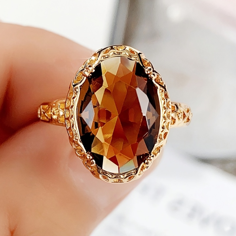 Image of Vintage 4 Prong Setting Oval Cut Zirconia Rings Bridal Wedding Party Fashion Rings For Women