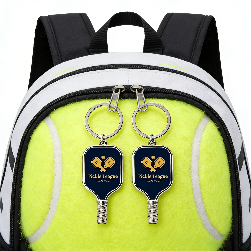 TEMU [customized] 1pc Heat Transfer Double-sided Custom Picture Logo Pickleball Racket Keychain, Pickleball Sports Game Double-sided Custom Keychain