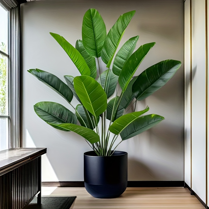 

Approximately 33-inch Artificial Plant With 18 Realistic Leaves, Home Garden, Office, Indoor And Outdoor Decoration, Ideal For , Photo Background, Holiday Party Gift, Does Not Vase