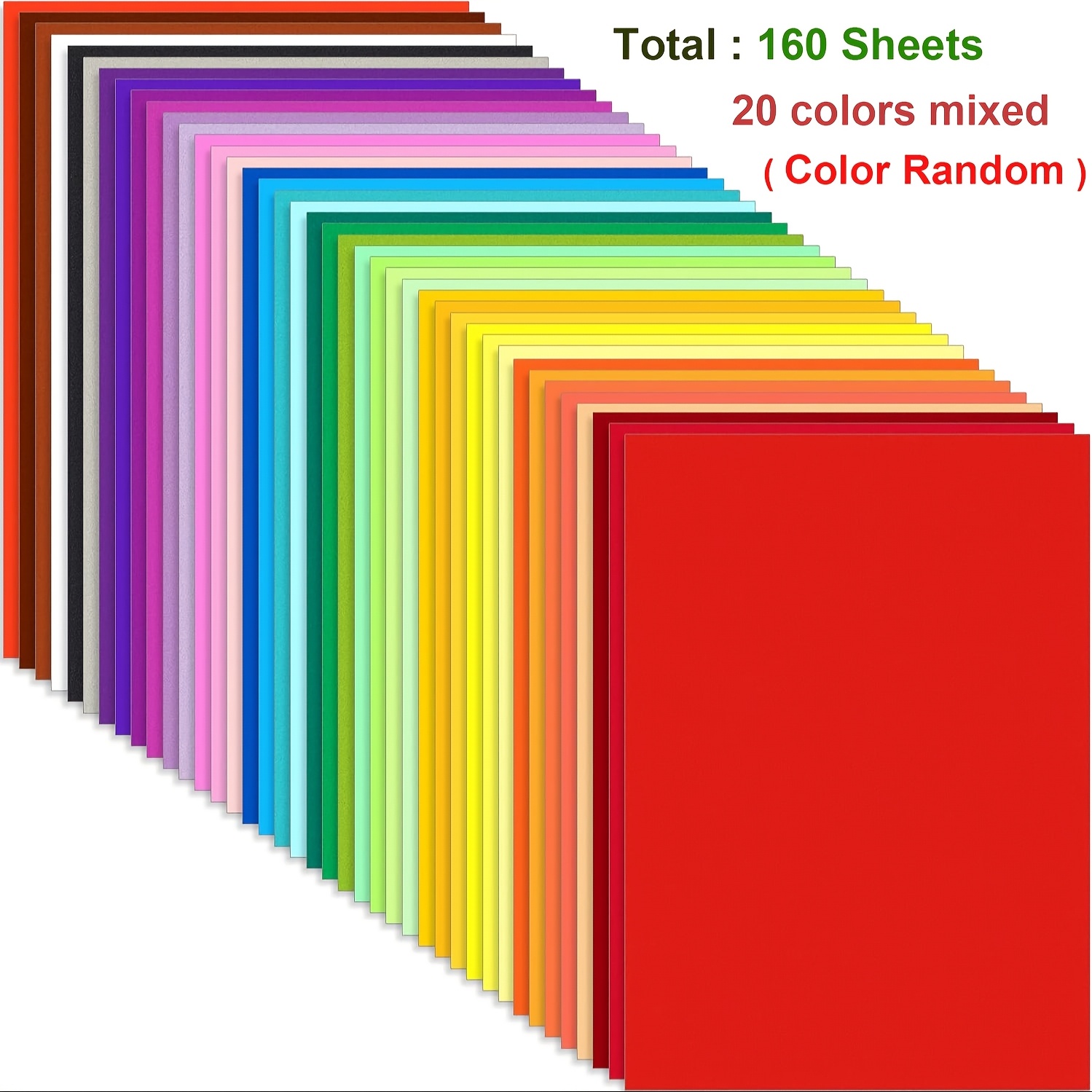 Image of Random Colors 160pcs Colorful A4 Paper 20 Colors Color Copy Paper Printing Paper Paper Diy Art Paper -