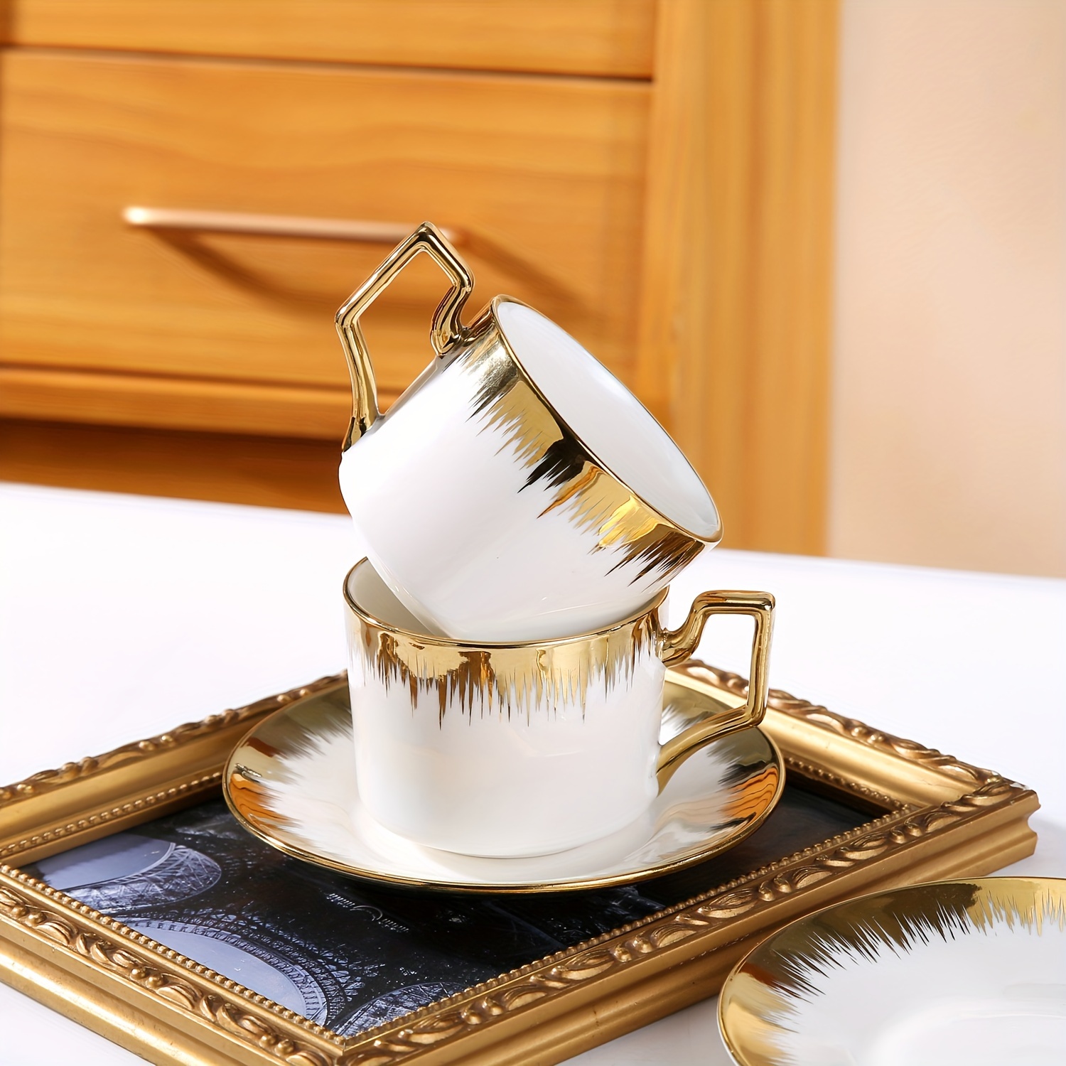 cappuccino cups saucers 8 5 oz stackable ceramic coffee cup - Temu