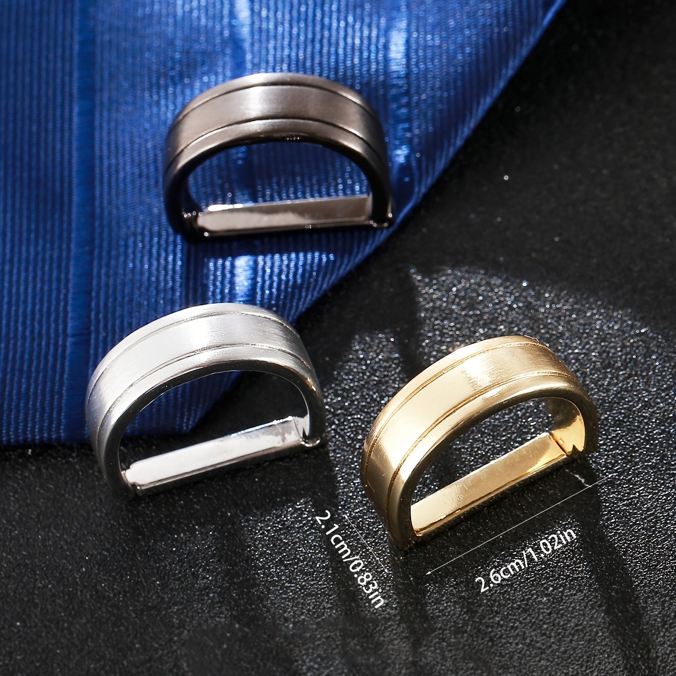 Minimalist Solid Color D-Buckle Tie Clip Set