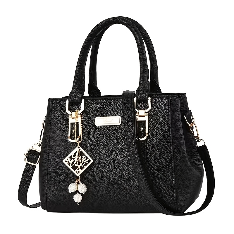 TEMU Borsa da donna con decorazione pompon, borsa a tracolla di grande capacit� con , borsa a spalla multifunzionale, casual e versatile per e gli
