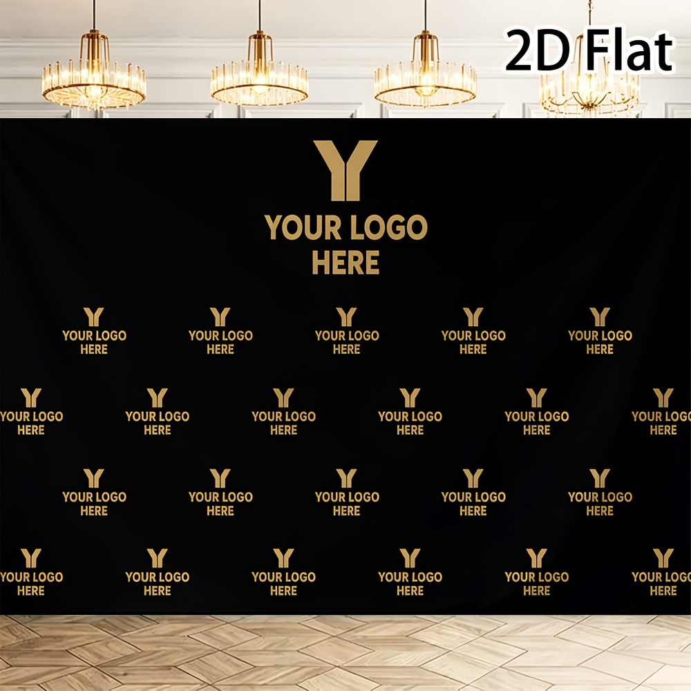 TEMU 2d Flat, 2d Flat - 2d Flat, 2d Flat - [custom] 2d 1pc Flat Banner Personalized Customization This Black Step And Repeat Backdrop Banner Supports