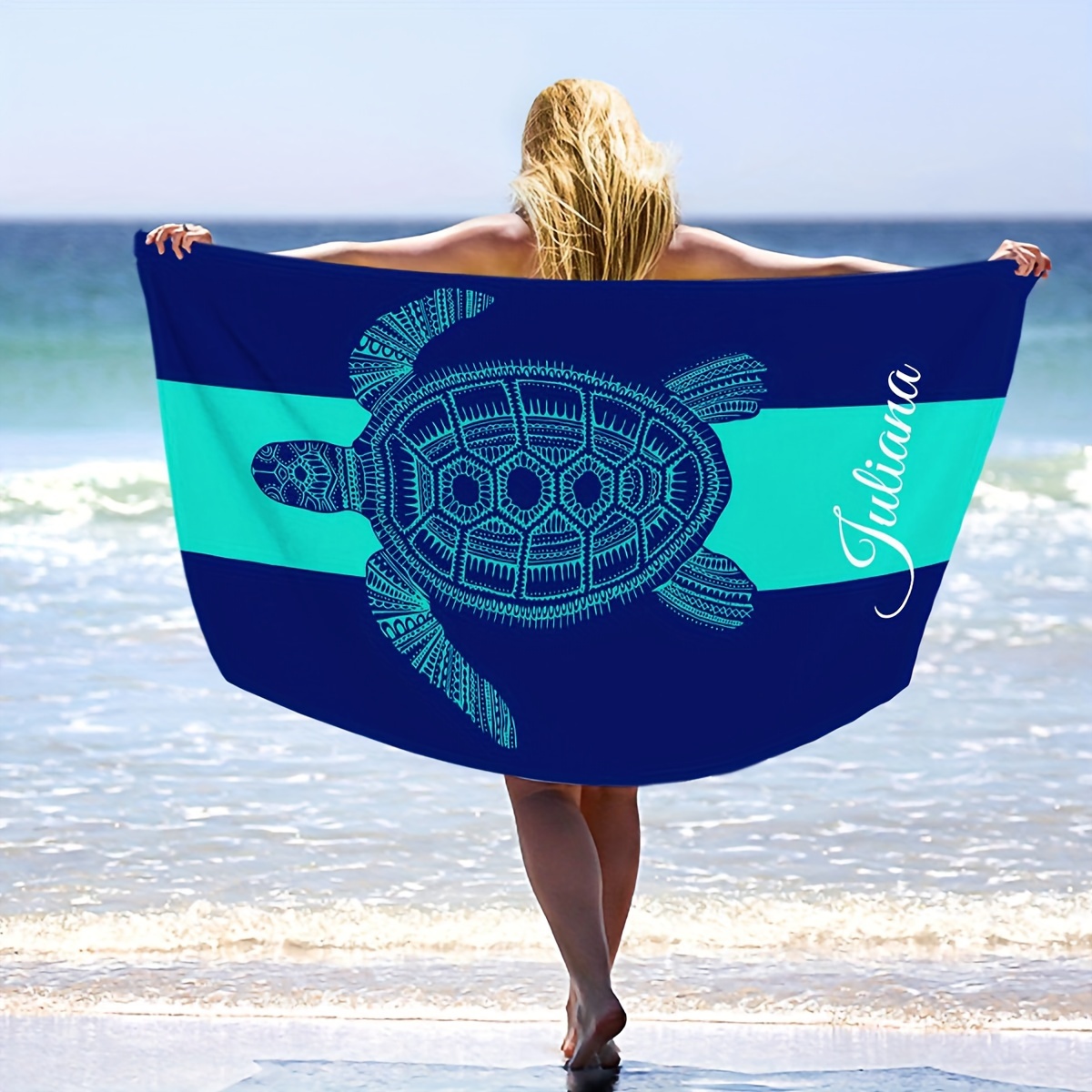 Custom Gone Fishing Round Beach Towel (Personalized)