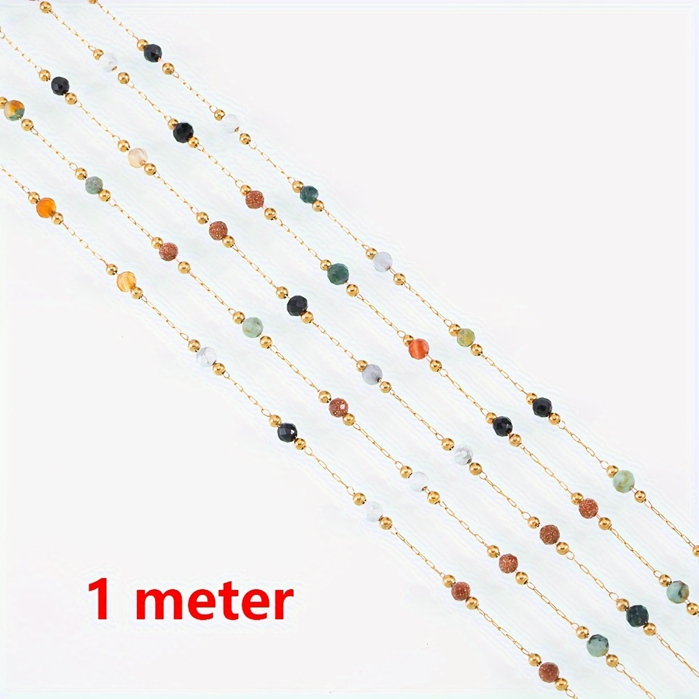 Image of 1 Meter Luxurious Bead Chain Stainless Steel Electroplated Bead Chain Jewelry Chain Additions Suitable For Jewelry Making Women's Necklaces Bracelets