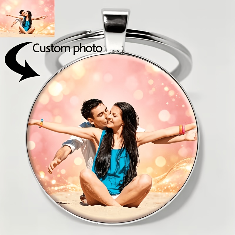 TEMU Personalized Custom Photo Keychain - Pendant Key Ring, Self- Commemorative Keychain, Can Hold Your Photo, Pet, Logo, Stylish Personalized