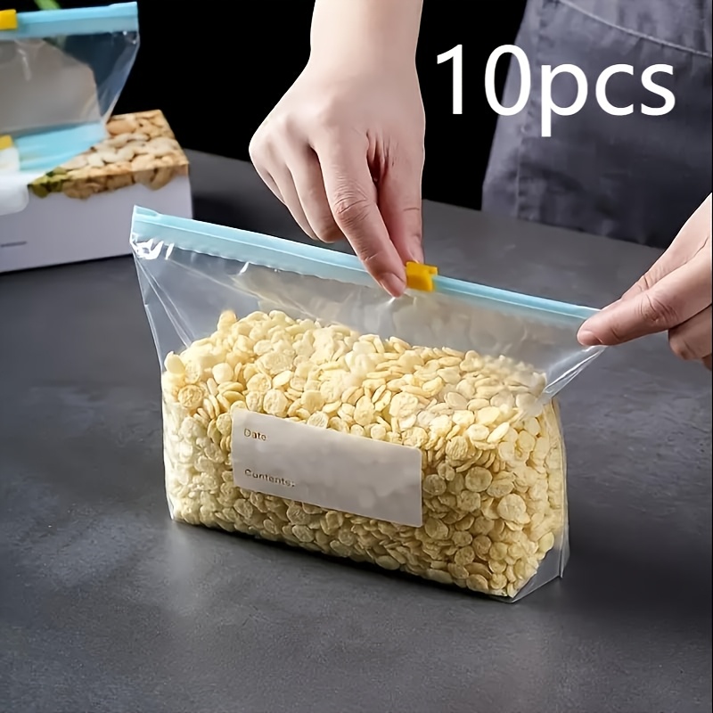 10pcs Leak-proof Freezing Bag With Zipper Lock-reusable, Keep Seal Food Storage Bag, Suitable For Kitchen Finishing