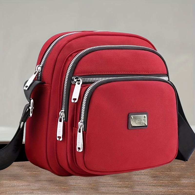 photo de l'article sac carré   multi-poches en nylon, petit sac en tissu pour hommes et femmes, sac messager dépaule en tissu oxford,  , multi-couches, portefeuille à monnaie pour téléphone portable [  de la fermeture éclair aléatoire]