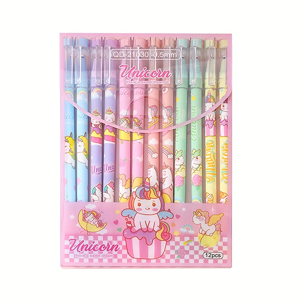 

12pcs Unicorn Gel Pens - Writing 0.5mm , For , Coworkers & Girlfriends - Favors