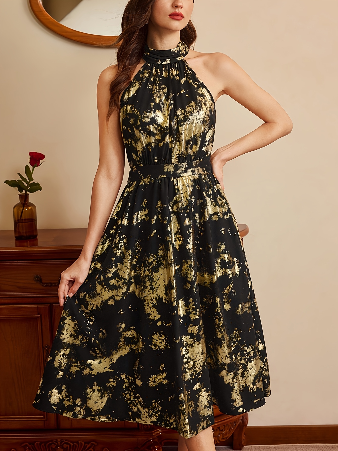 satin halter top wedding dress Satin A-line Lace Illusion Halter Wedding Dresses MW611 main image 1
