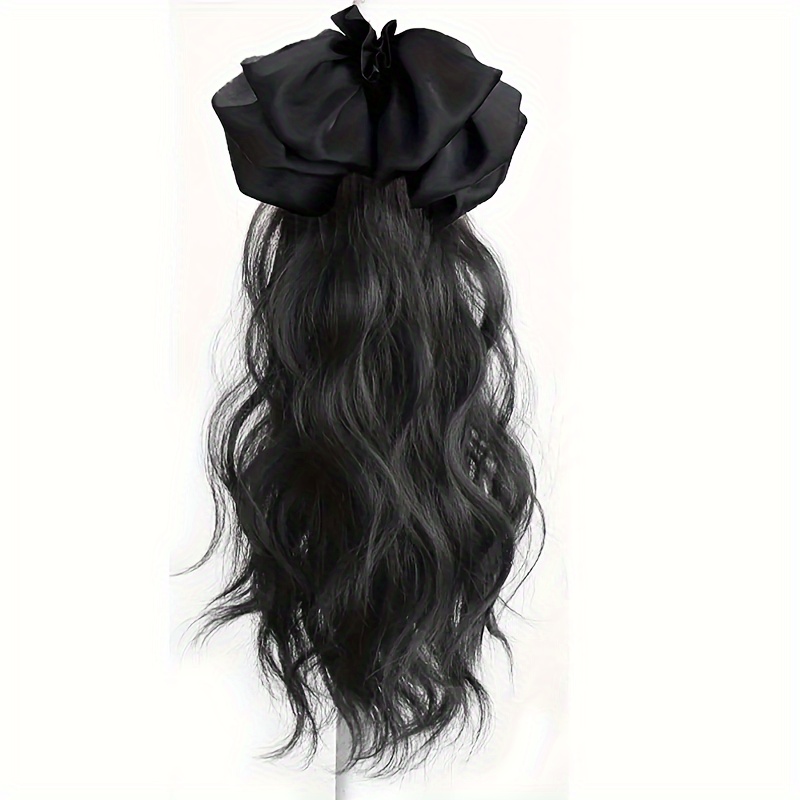 TEMU Halloween Synthetic Claw Clip For Curly Wavy Ponytail Hair Extension And Bow Hair Clip Looking Ponytail Extension Women Hair Additions