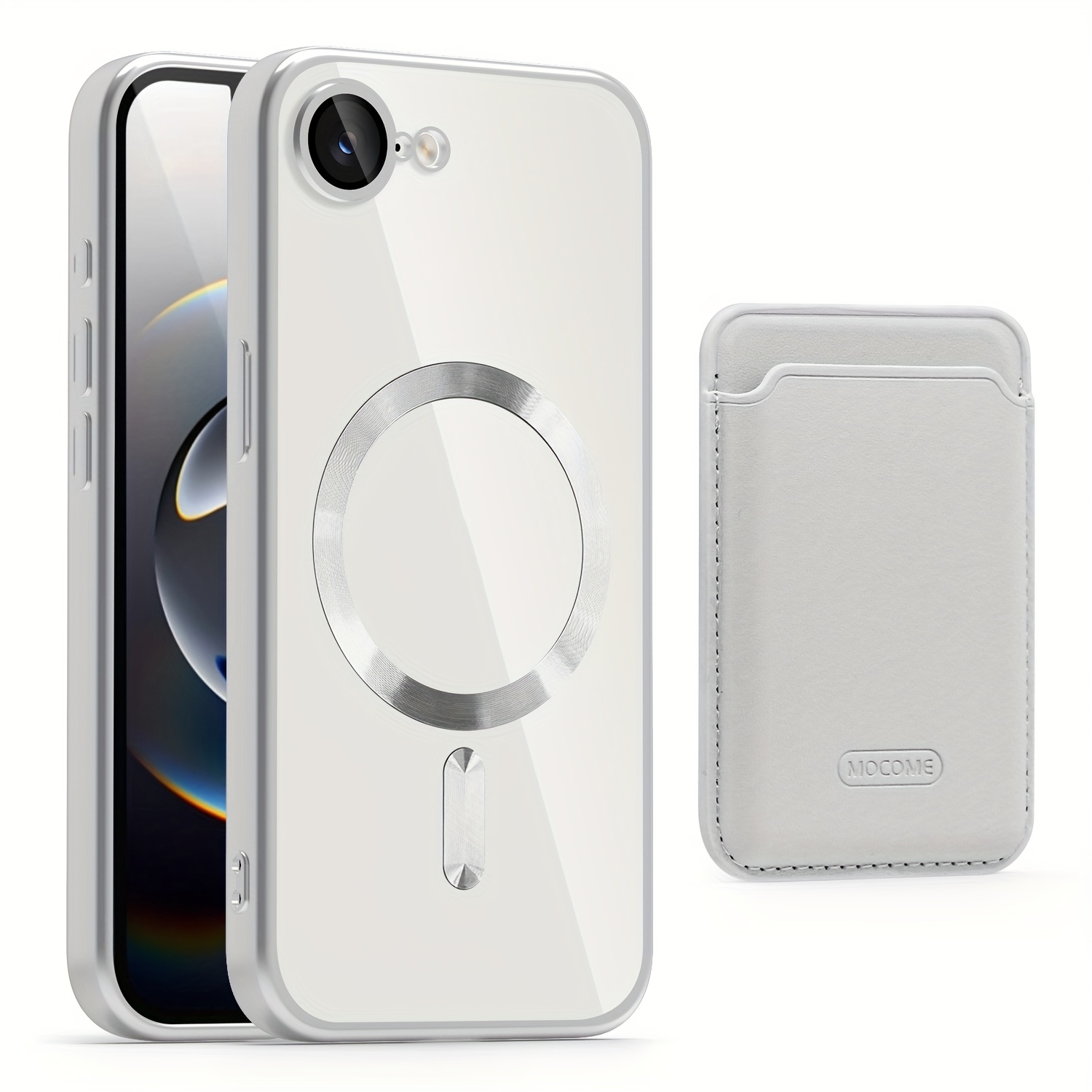 TEMU Phone Case - Compatible With And Iphone 16e, This Transparent Magnetic Shockproof Case For The 15 Pro Max Features A Cardholder And A Minimalist