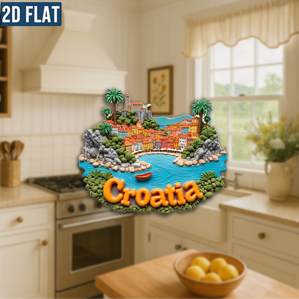 TEMU 1pc Croatia Island Fridge Magnet Suitable For Croatia Lovers, -themed Acrylic Magnetic Sticker With Island , Oval Refrigerator Magnets Decor,