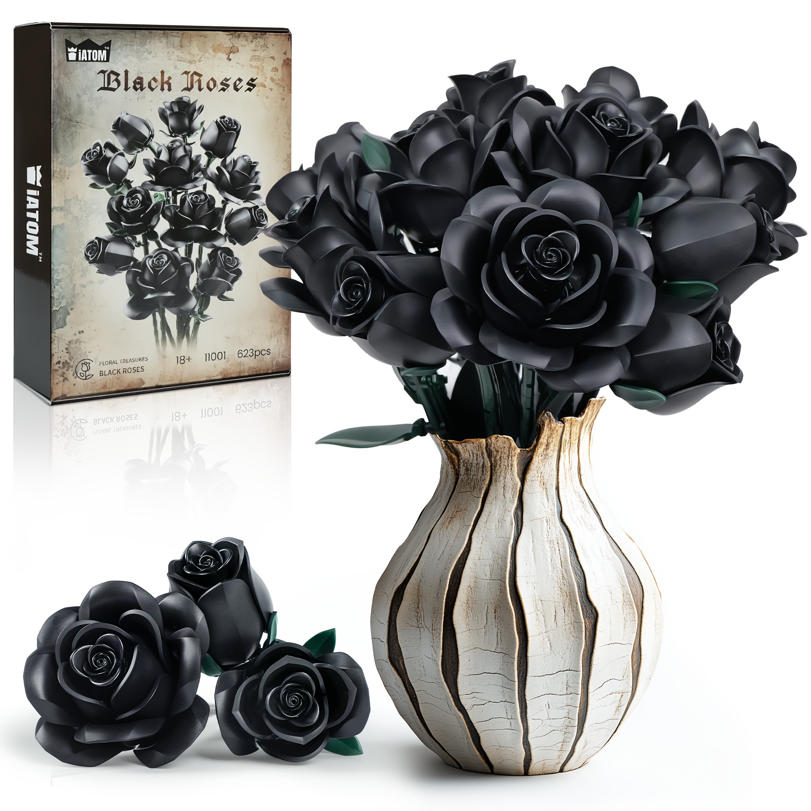 

623pcs623pcs Valentine's Day Set - Fake Flower Bouquet For Home Party Christmas Decoration - 12 Black Roses, - Diy Flowers, Fading Love - Valentine's Day Gift, Christmas, Thanksgiving Day Gift