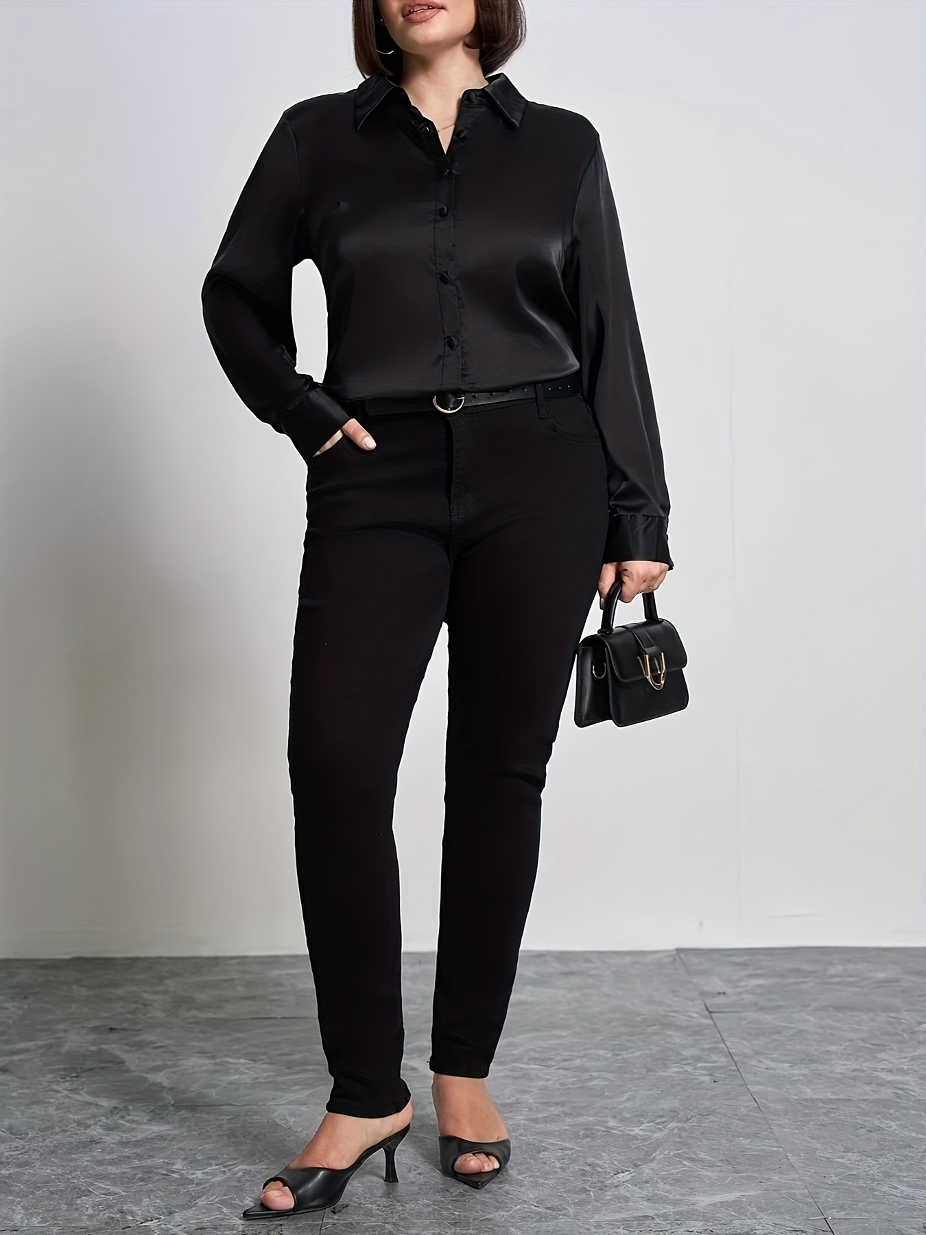 plus size women's plus size office shirt elegant Temu Bahrain