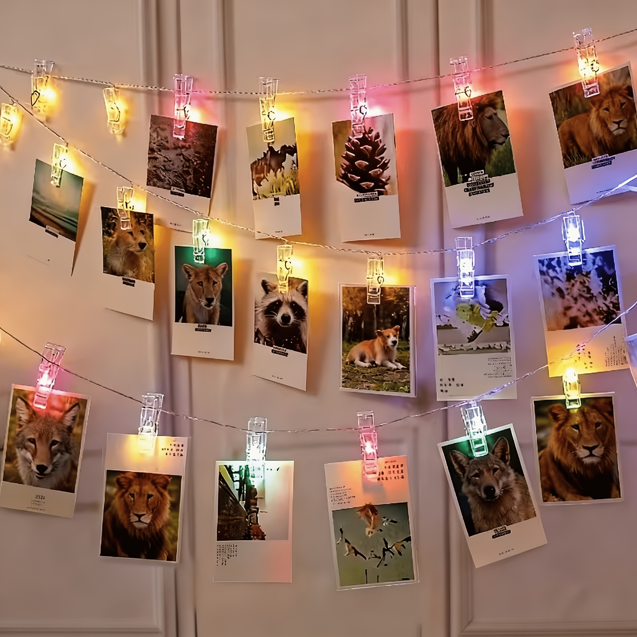 TEMU Guirlande Lumineuse à Pinces pour Photos, 42 pièces/lot, 12 Pinces + 30 Lumières, 9,84 pi, Guirlande Lumineuse Blanc Chaud, Lumières Décoratives