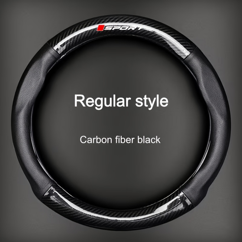 Image of Universal Sport-style Carbon Fiber Texture Steering Wheel Cover — For , For , For Mercedes-benz, And For — , Non-slip, And Durable — Car Interior Accessory