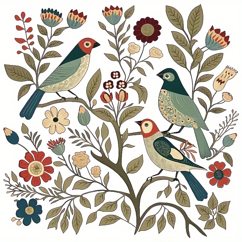 Birds And Flowers Branch Hot Transfer Sticker, Diy Iron-on And Washable Sticker, Suitable For Diy T-shirts, Jeans, Hoodies, Handbags, And Pillows - Material: Pvc (polyvinyl Chloride)