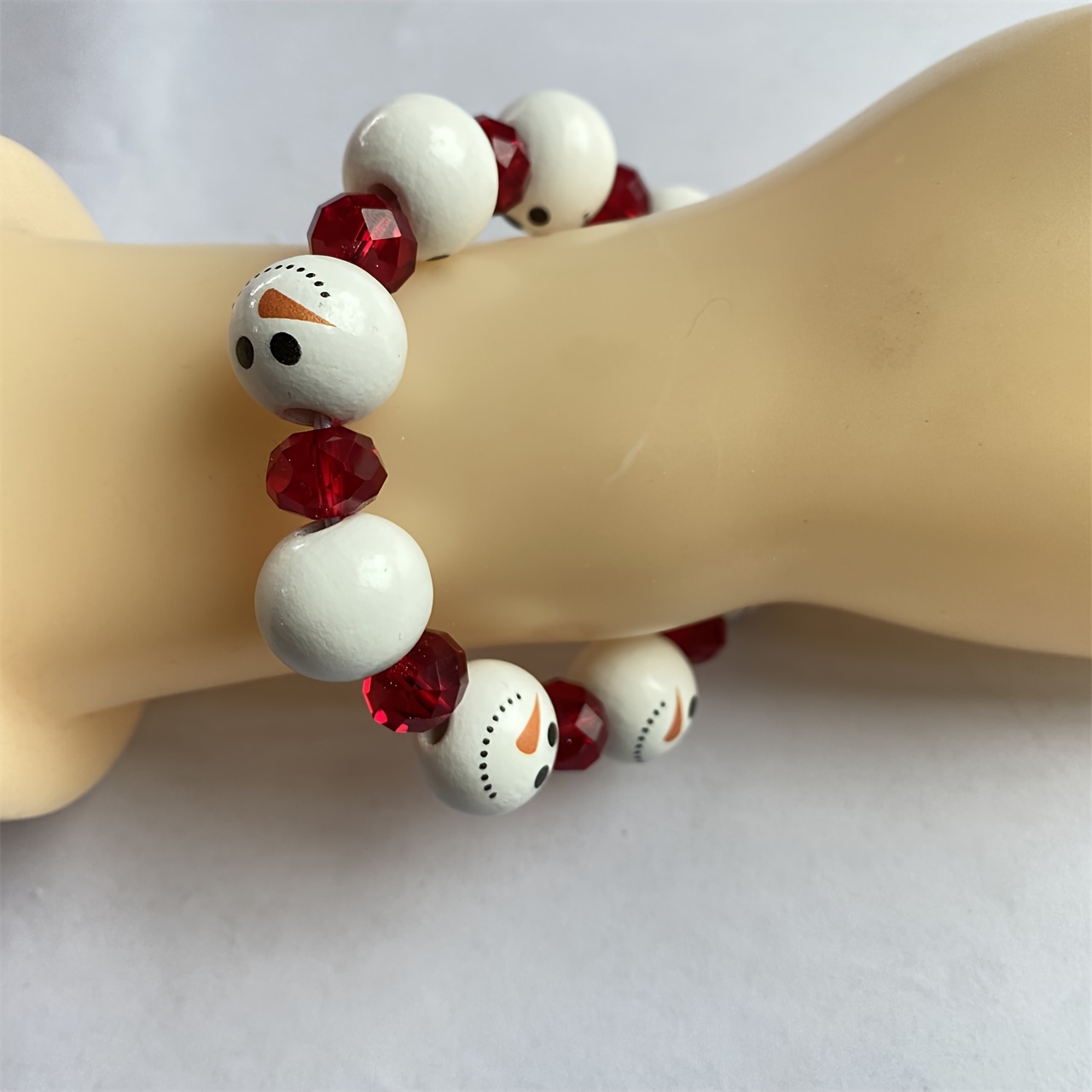 

Snowman Wooden Bracelet, Red , Women's Wristband, No Plating, , For And Parties, Christmas Holiday Jewelry