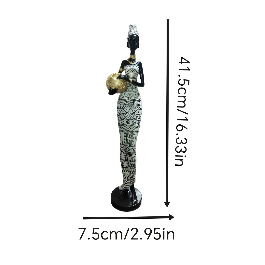 TEMU 1 pièce. Statue décorative figurine de style africain de 16,33 pouces de hauteur et 2,95 pouces de diamètre, ornement de bureau pour salon de