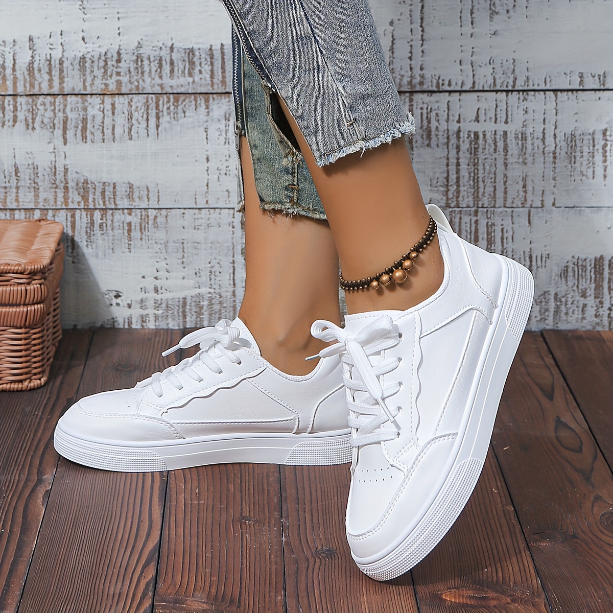 

Women's Solid Color Sneakers, Casual Lace Up Outdoor Shoes, Comfortable Low Top Sport Shoes