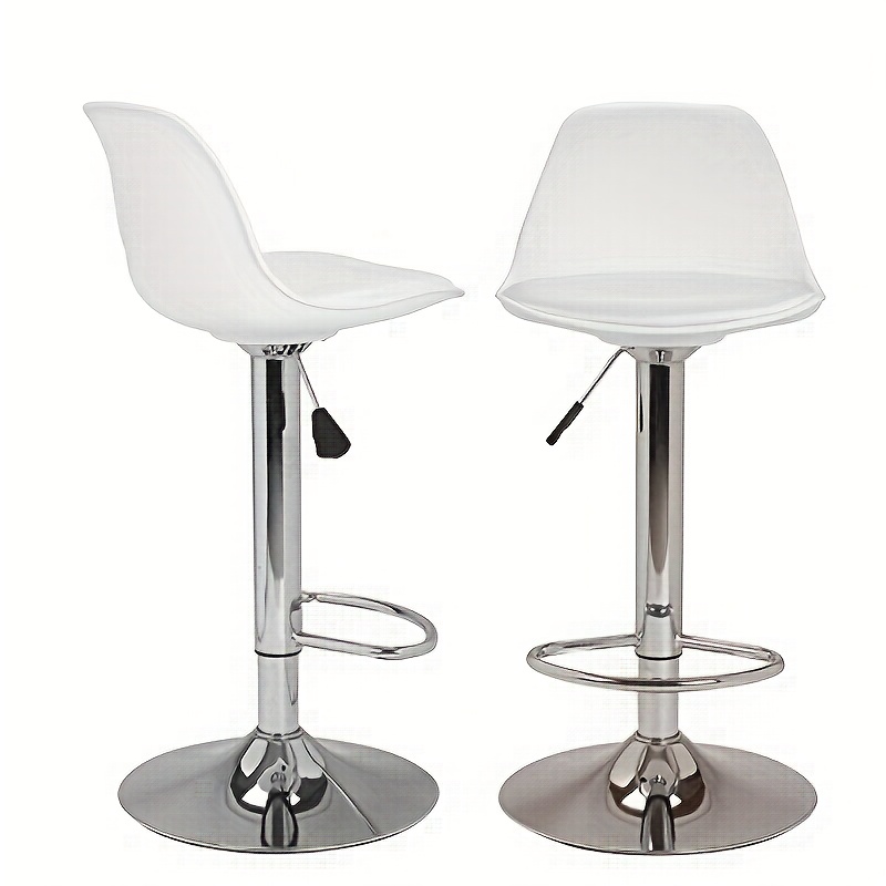 Set Of 2 Swivel Bar Stools With Pu Padding And Chrome Base, 360° Rotating Rv Stools, Suitable For Kitchen Islands, , Cafes, And Rvs