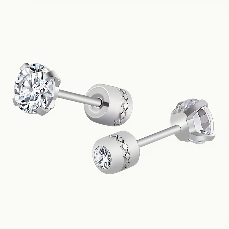A Pair Of Minimalist Men's Synthetic Synthetic Zircon Earrings, Unisex Cartilage Studs, Suitable For Everyday Wear And Christmas Gifts