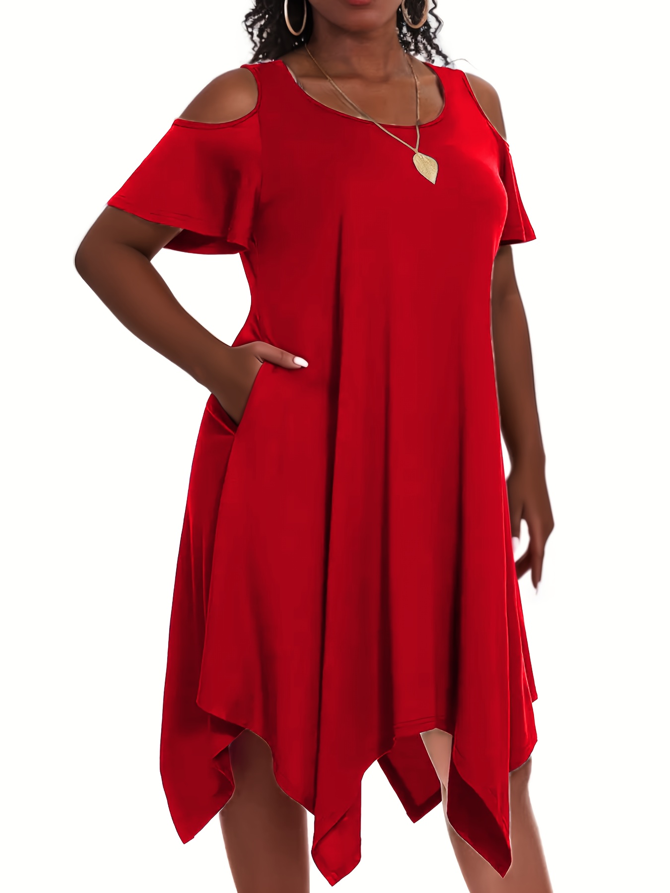 navy blue dress for baby girl Off Shoulder Plus Size A Line Asymmetric Dress In BLACK main image 1
