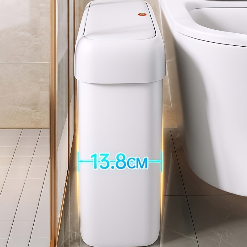 TEMU Joybos 3 Gallon (10l) Odor-sealing Dogproof Trash Can With Press-top Lid - Slim Narrow Rectangular Plastic Bin For Office, Bedroom, Living Room,