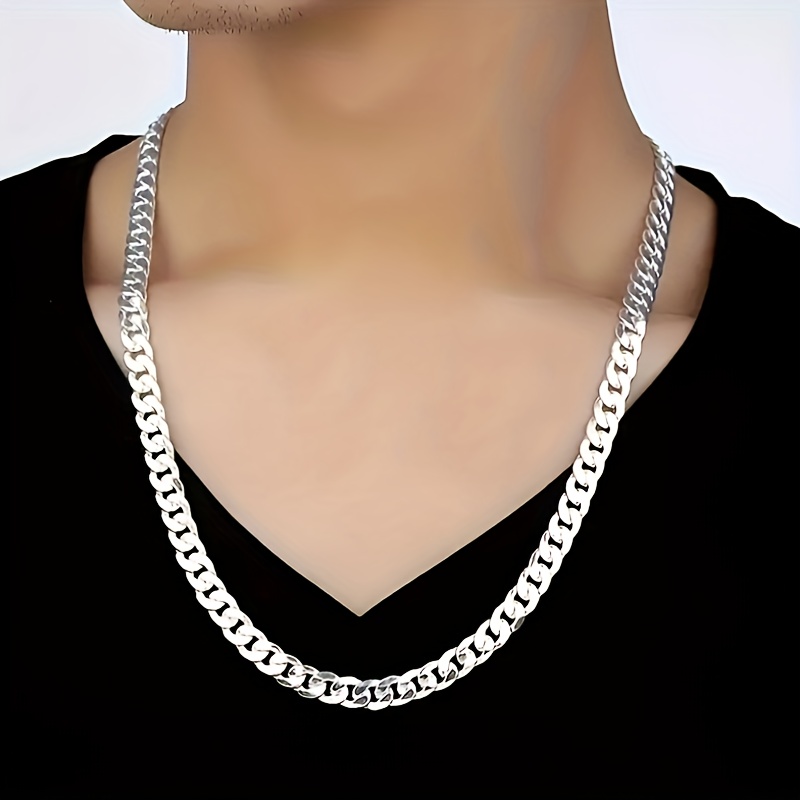 

1pc Fashion S925 Sterling Silvery Flat Chain Necklace For Men Women, Jewelry Gift