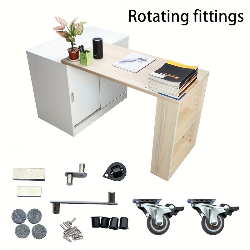 

1pc Rotating Desk Hardware Kit, Multifunctional Swivel Table Fittings, Foldable 90 Degree Desk Connectors, Metal And Brackets For Home Office Storage Table