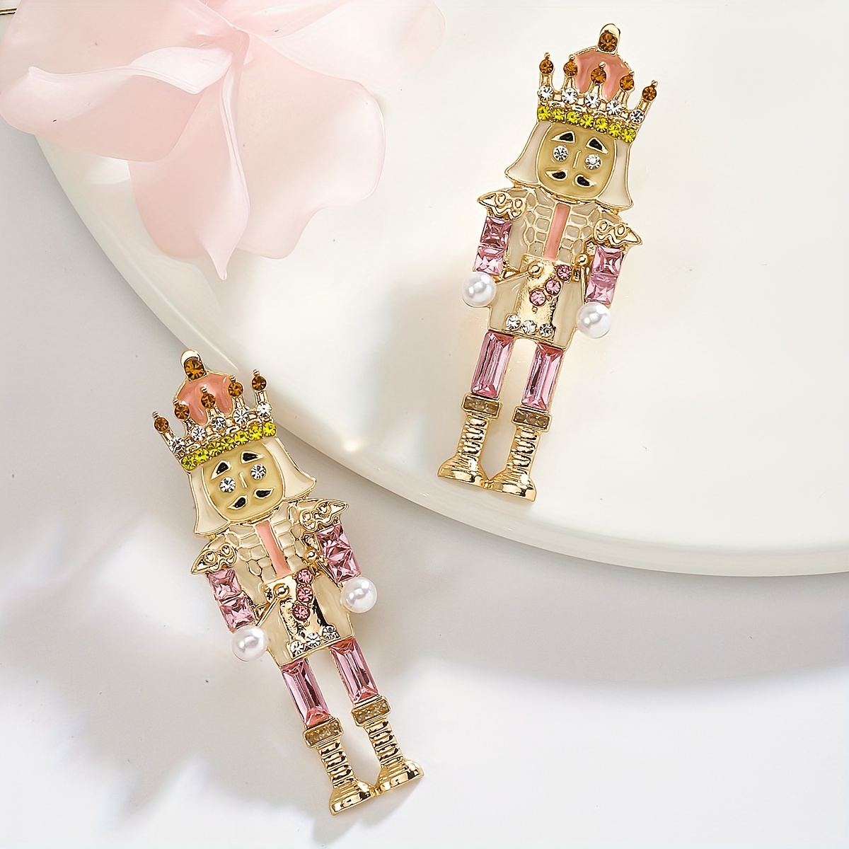 

Charming Nutcracker Soldier Dangle Earrings With Sparkling Rhinestones - Perfect Christmas Gift For Her, Boho-chic Alloy & Stainless Steel