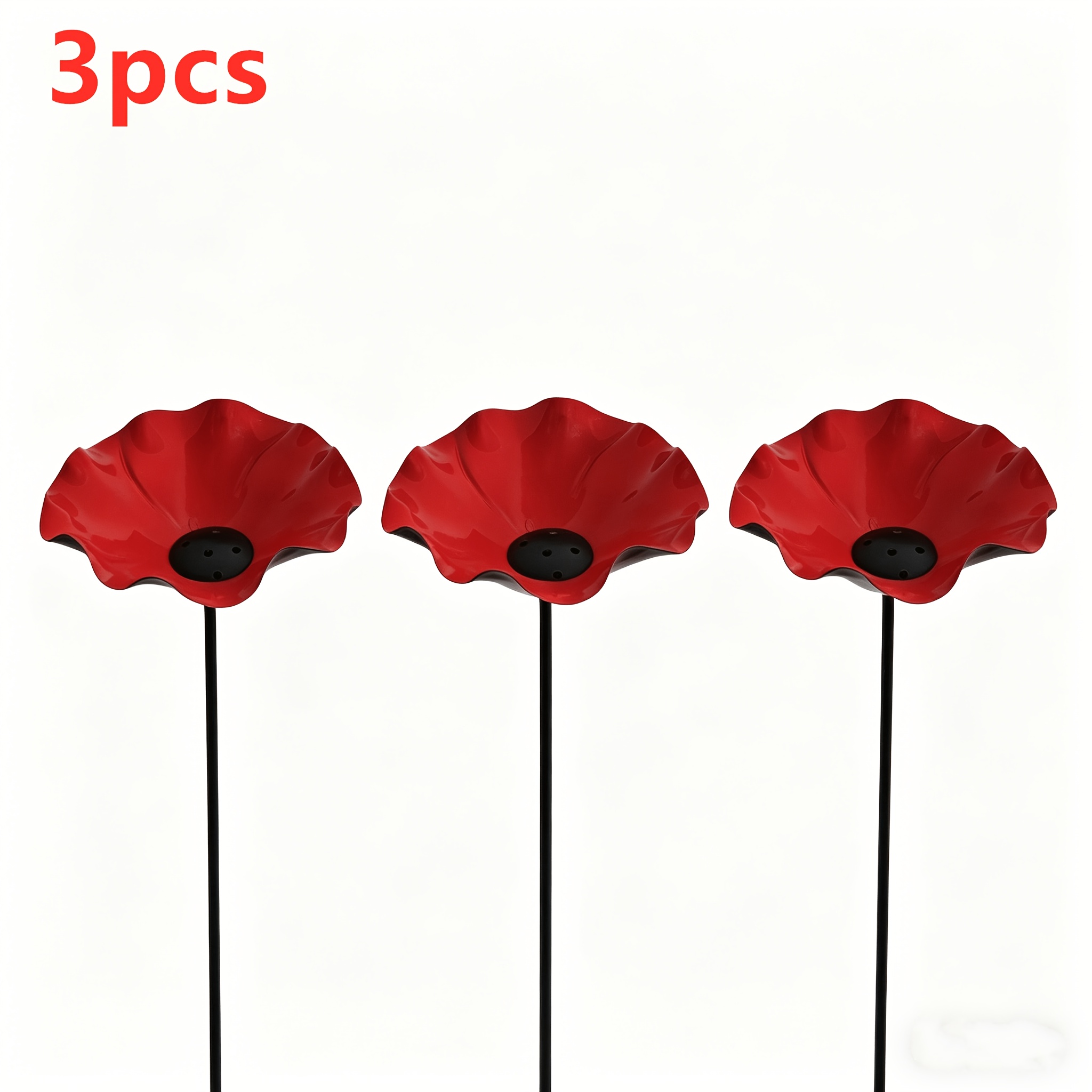 Image of 3pcs 3d Metal Flower Decorative Planter Set, Weather-resistant Wild Bird Bathing Device, Bee Water Feeder, Suitable For Garden Or Terrace Decoration