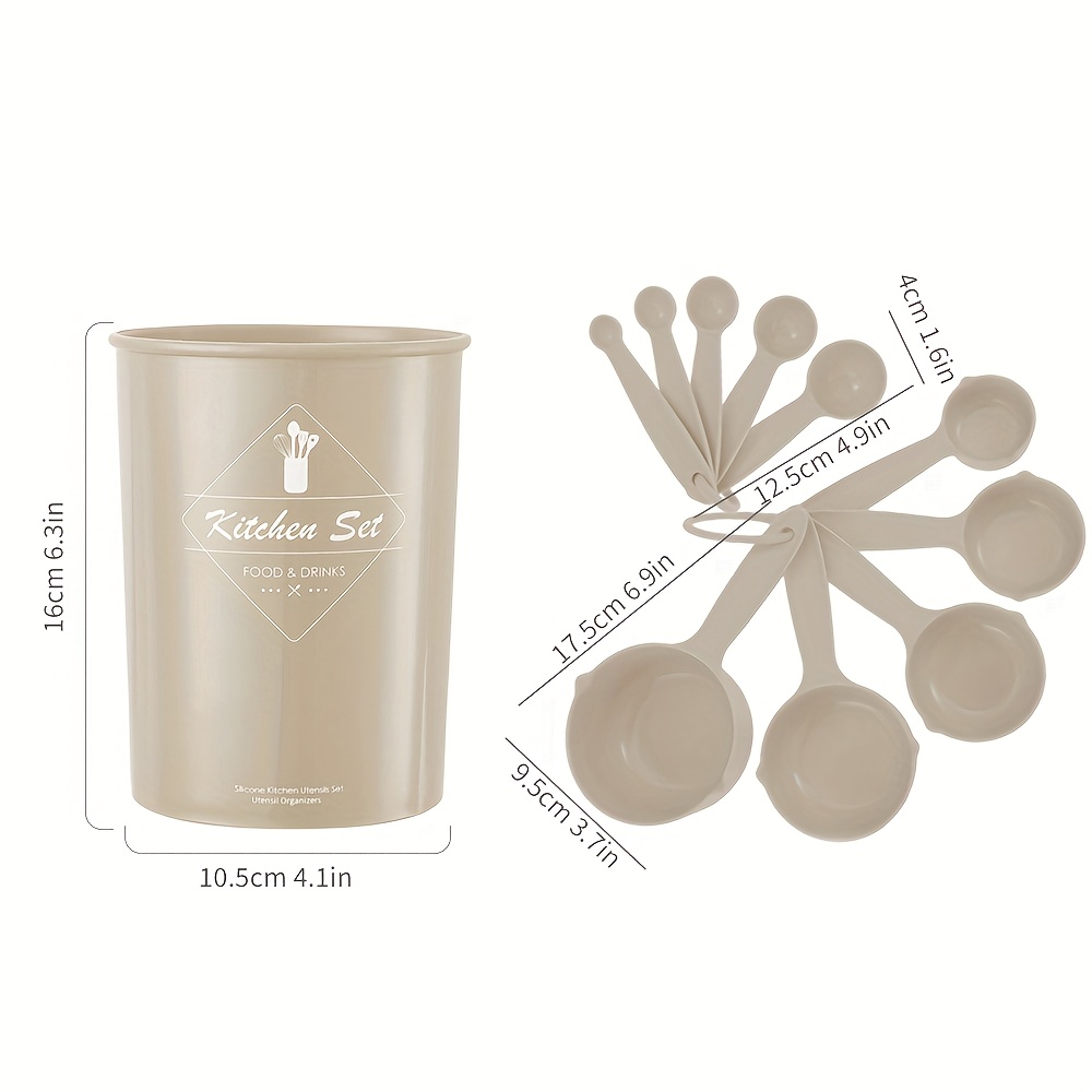 32pcs Set, Integrated Silicone Kitchen Utensil Set with Storage Bucket, Heat-Resistant Cooking Tools, Non-Stick Silicone Spatula And Spoon, Whisk, Food Tongs, Baking Tools, Oil Brush, Spoons, Measuring Cups, Kitchen Utensils, Kitchen Supplies