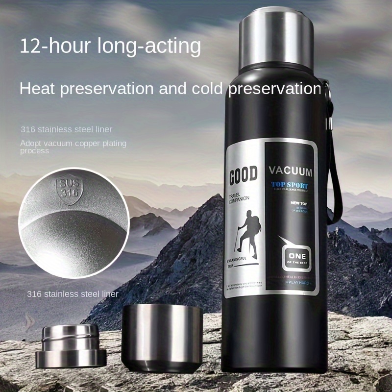 

316 Stainless Steel Liner Vacuum Insulated , Outdoor Travel Mountaineering Water Bottle, Portable Large Capacity Water Bottle
