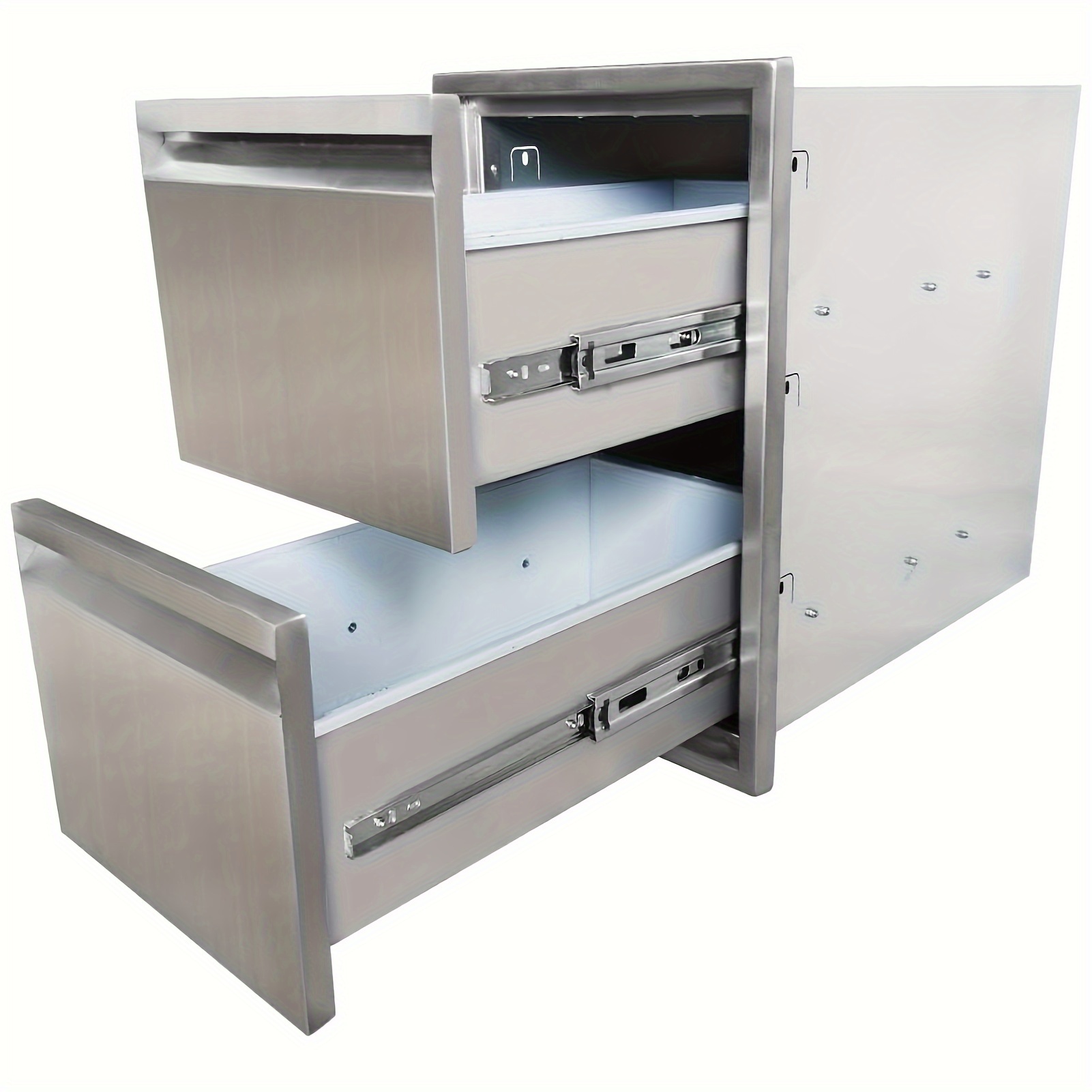 

Outdoor Kitchen Drawer, Stainless Steel Double Layer Drawer, Flush Mount Outdoor Drawer For Outdoor Kitchen And Grill Station, 13w X 20.5h X 21d Inch