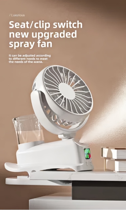 f7 clip spray rechargeable mini fan for students dorm outdoor multi functional clip fan with spray Product details 3