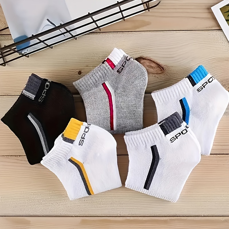 5 pares de calcetines con estampado de letras, modernos y aptos tanto para hombres como para mujeres, que incluyen calcetines deportivos transpirables de corte bajo, calcetines casuales hasta la rodilla y medias, perfectos para damas y caballeros.