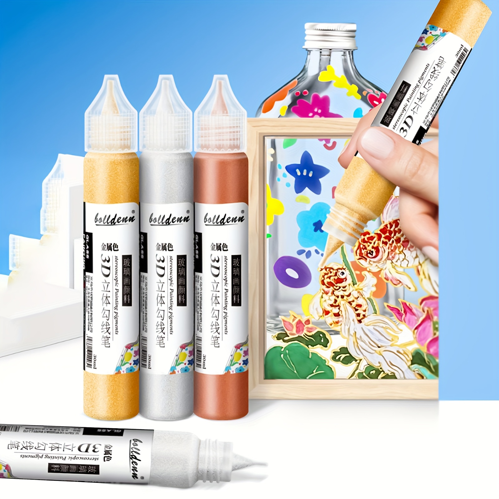 12pcs acrylic paint markers sparkle glitter pens for