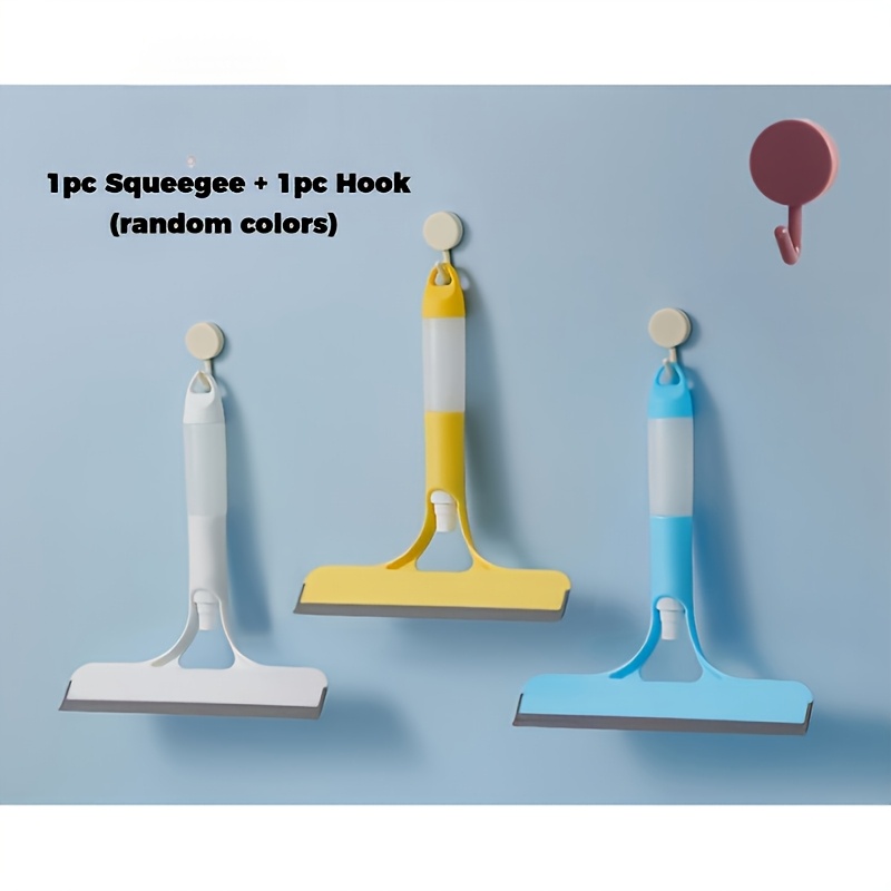 TEMU 1pc Random Glass Cleaning Tool And 1pc Hook/-one Kit, Press To Spray → Sponge Wipe → Scraper Collects Water, Single Hand Operation, Cleaning ,