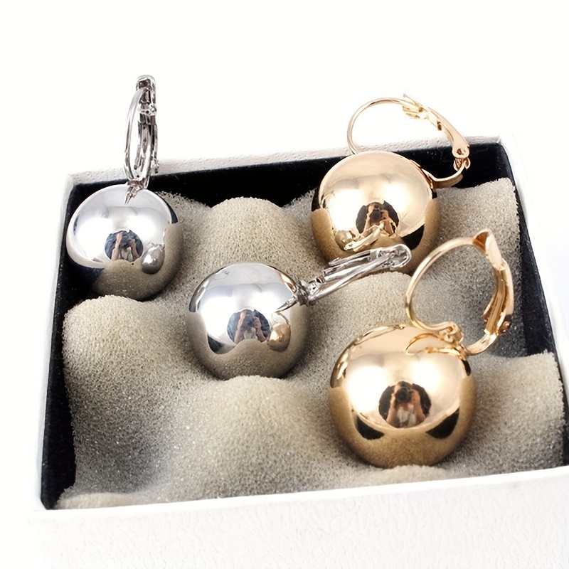 Copper Geometric Spherical Earrings Metallic Finish