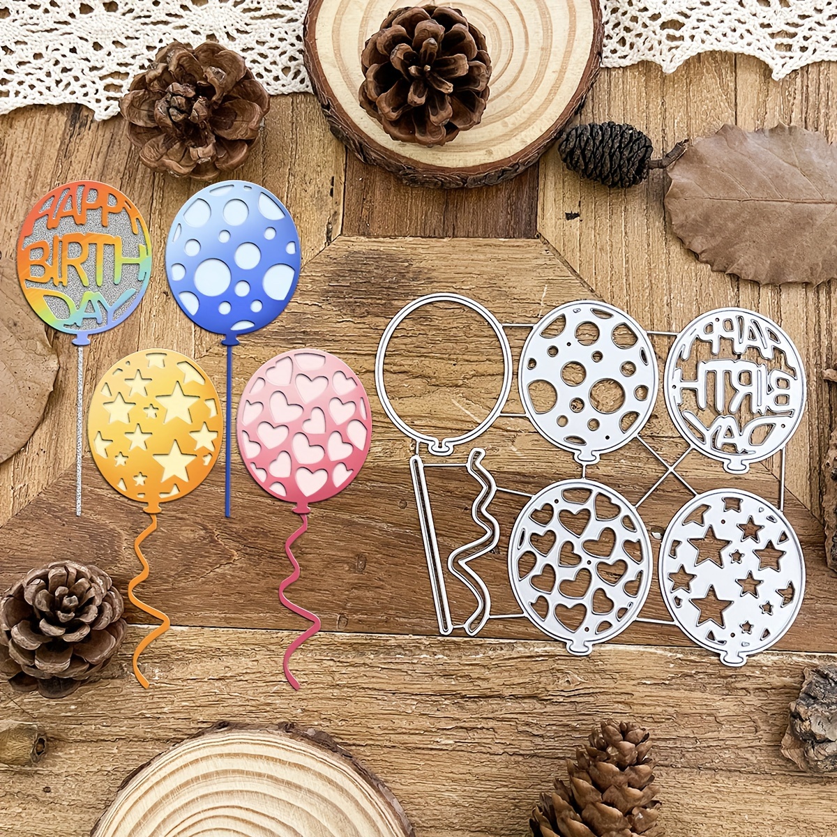 

Original Lovely Bubbles Balloons Metal Cutting Dies Diy Scrapbooking Album Greeting Cards Home Decoration Holiday Handle