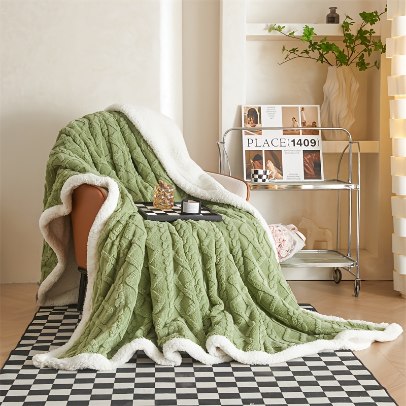 Image of Double-layer Thickened Lamb Blanket, Full-size Cover Blanket, Large Or Small Size , Design, Very Soft And Comfortable, Winter Warming, Suitable For Sofa, Nap Rest, For Dad, Mom, Relatives Or