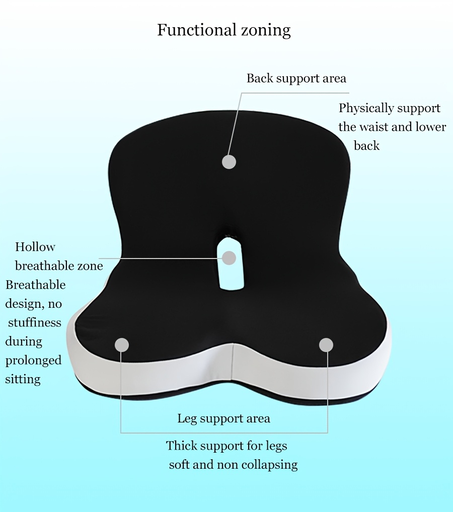 ergonomic office chair cushion with memory foam breathable fabric posture   lumbar support slow rebound pressure relief irregular   for home office chairs grey black posture   modern aesthetic slow rebound foam Product details 4