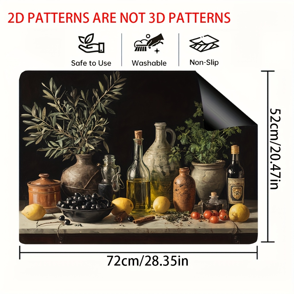 TEMU 1pc, 2d Flat Printing Stove Cover Mat Protection Pad, Furnace Top Decorative Mat Lemon And Tomato, Oven Mat For Multipurpose Oven, Washing
